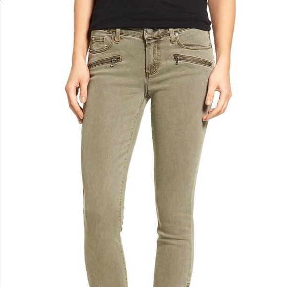PAIGE Denim - PAIGE Jane Zip Crop Jeans in Sahara Green